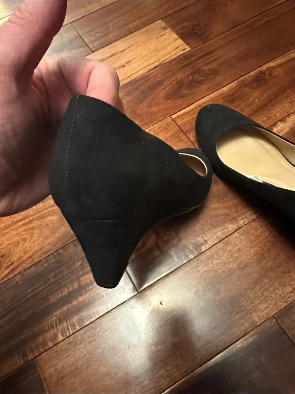 a new day Black Suede Classic Round-Toe Pumps